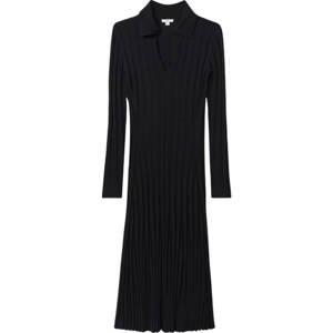 REISS WINNIE Knitted Open Collar Midi Dress